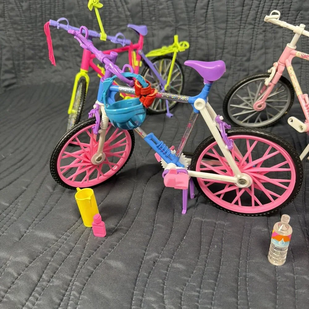 Lot of 3 Barbie Doll Bicycles Bikes w/ Accessories Mattel Vintage 1990s